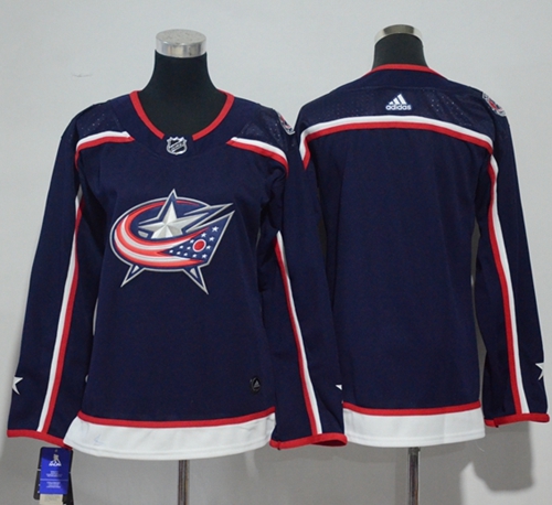 Adidas Blue Jackets Blank Navy Blue Home Authentic Women's Stitched NHL Jersey